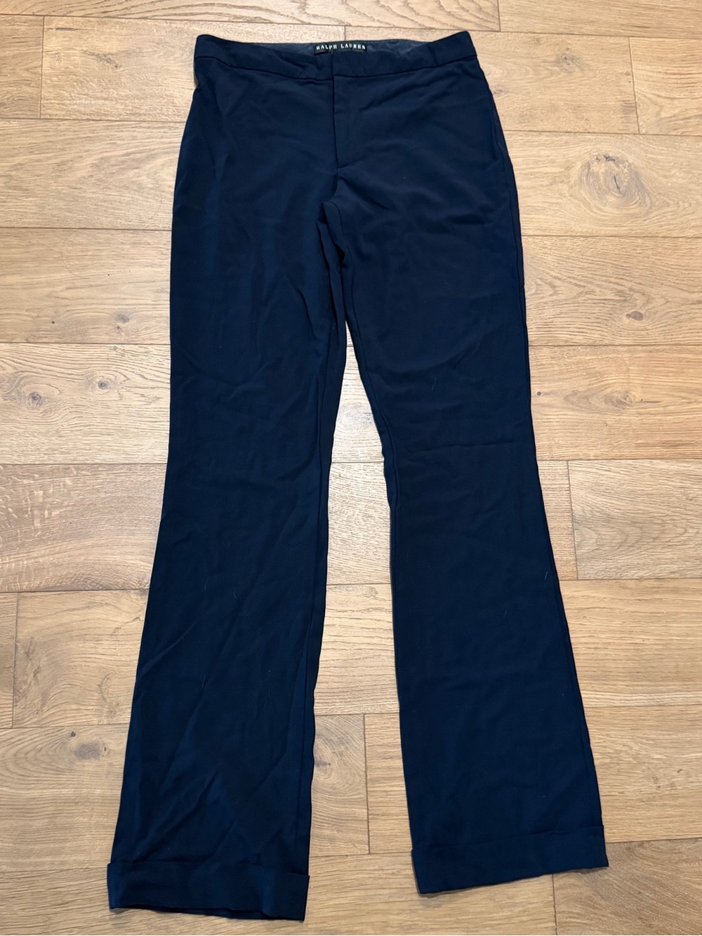 Ralph Lauren Black Label 2000s Navy Stretch Wool Slim Bootcut Trousers Sz 6